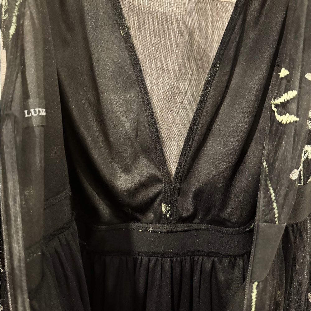 Azazie Luxedo 1X Floral Embroidered Black Dress - Picture 4 of 8